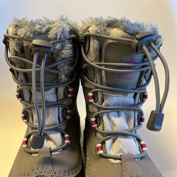 COLUMBIA Insulated Waterproof Kids 200 Grams Winter Boots Gray - Size 1 - Picture 2 of 8